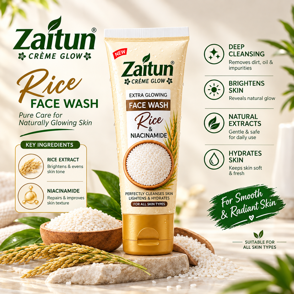 Zaitun Face Wash Combo – Brightening & Glowing Skin | 2-in-1 Face Wash