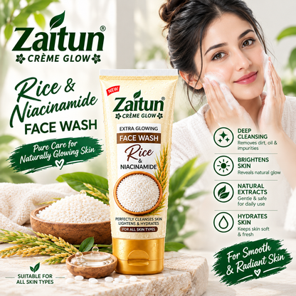 Zaitun Care & Glow Duo – Rice & Niacinamide Face Wash + Zaitun Herbal Cream