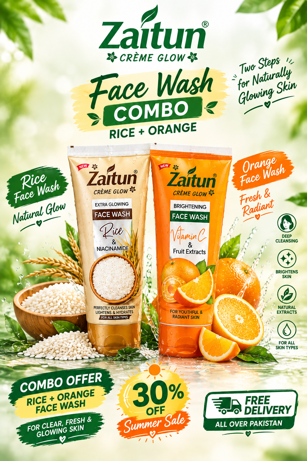 Zaitun Face Wash Combo – Brightening & Glowing Skin | 2-in-1 Face Wash